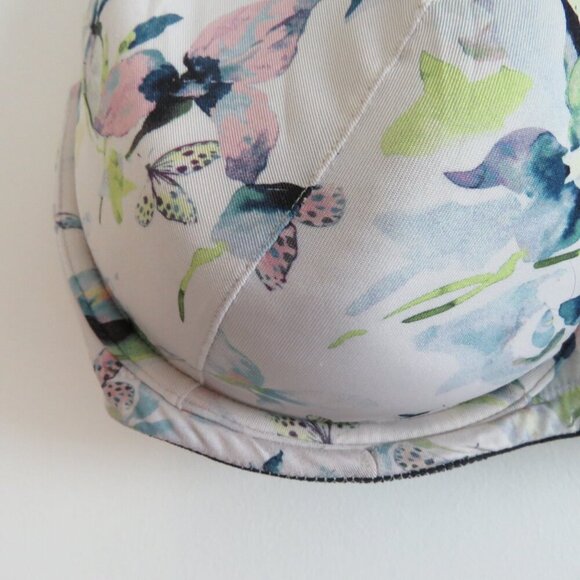 CACIQUE Butterflies and Blooms Lace Padded Bra Navy Blue White - Size 44DDD - Picture 6 of 14